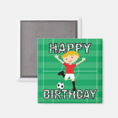 サッカー誕生日ボーイ赤と白1 マグネット (正面/裏面)