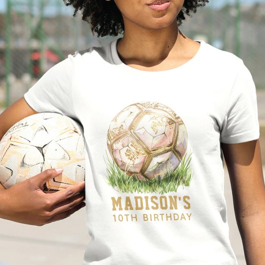 サッカー誕生日ラグジュアリーバラ&金ゴールド Tシャツ
