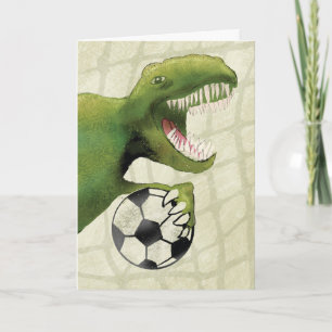 サッカー誕生日付き子どもの恐竜 カード