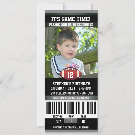 サッカー誕生日写真テンプレート 招待状 (正面)