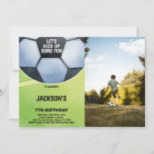 サッカー誕生日招待状と写真 招待状 (正面)