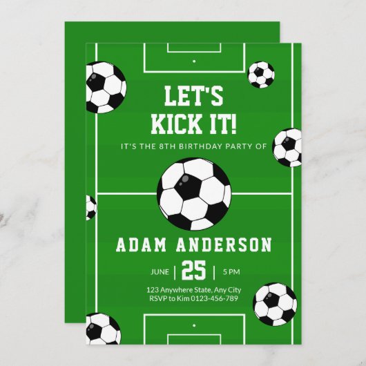 サッカー誕生日招待状サッカー招待状スポーツ 招待状 (正面/裏面)