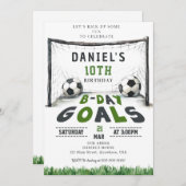 サッカー誕生日招待状スポーツ招待状Bデイゴール 招待状 (正面/裏面)