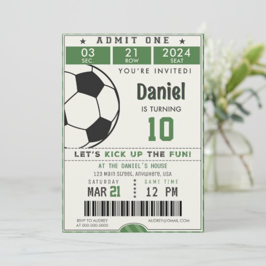 サッカー誕生日招待状スポーツ誕生日 招待状 (スタンド正面)