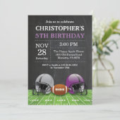 サッカー誕生日招待状バースデーパーティーパープル 招待状 (スタンド正面)