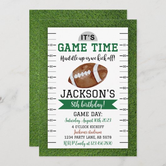 サッカー誕生日招待状ホワイト 招待状 (正面/裏面)