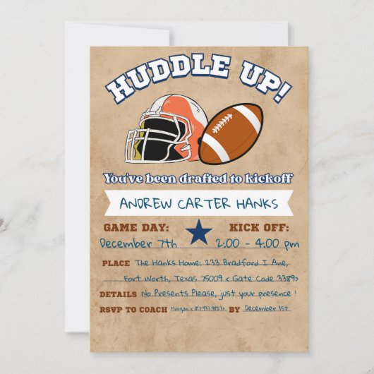 サッカー誕生日招待状ボーイズHuddle up! (正面)