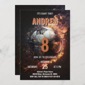 サッカー誕生日招待状ミニマリストカード 招待状 (正面/裏面)