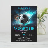 サッカー誕生日招待状ミニマリストカード 招待状 (スタンド正面)