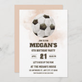 サッカー誕生日招待状レッドウォーターユニセックス色 招待状 (正面/裏面)