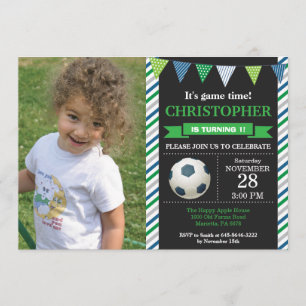 サッカー誕生日招待状第1誕生日パーティー 招待状