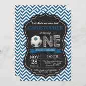 サッカー誕生日招待状第1誕生日パーティー 招待状 (正面/裏面)