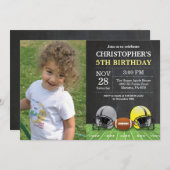 サッカー誕生日招待状誕生日パーティーイエロー 招待状 (正面/裏面)