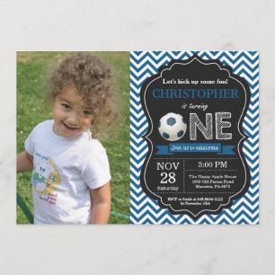 サッカー誕生日招待状1歳の誕生日パーティー 招待状