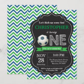 サッカー誕生日招待状1歳の誕生日パーティー 招待状 (正面/裏面)