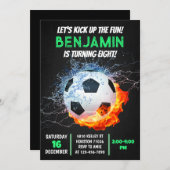 サッカー誕生日招待状、サッカーパーティー 招待状 (正面/裏面)