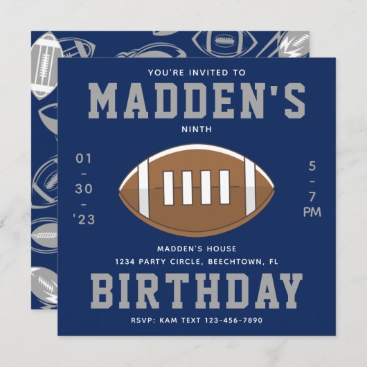 サッカー誕生日招待状 |サッカーパーティー 招待状 (正面/裏面)