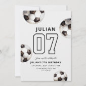 サッカー誕生日招待状、ボーイズサッカーパーティー 招待状 (正面)