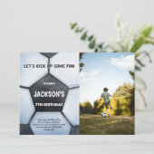 サッカー誕生日招待状(写真あり) 招待状 (スタンド正面)