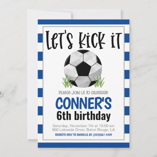 サッカー誕生日招待状 招待状 (正面)