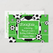 サッカー誕生日招待状 招待状 (正面/裏面)