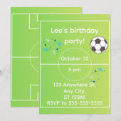 サッカー誕生日招待状(編集可能) 招待状 (正面/裏面)