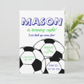 サッカー誕生日招待状 – 青 招待状 (スタンド正面)