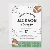 サッカー誕生日招待状、1年目ダウン、足 招待状 (正面)