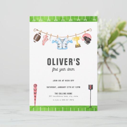 サッカー誕生日1年目ダウン1招待状 招待状 (スタンド正面)