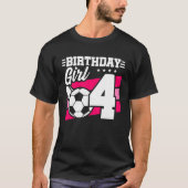 サッカー誕生日4歳ガール4歳の誕生日 Tシャツ (正面)