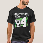 サッカー誕生日4歳ガール4歳の誕生日 Tシャツ (正面)