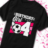 サッカー誕生日4歳ガール4歳の誕生日 Tシャツ