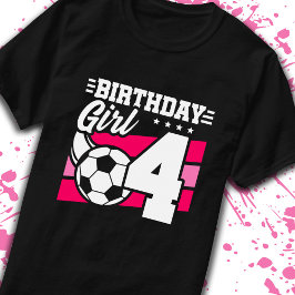 サッカー誕生日4歳ガール4歳の誕生日 Tシャツ