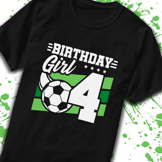 サッカー誕生日4歳ガール4歳の誕生日 Tシャツ