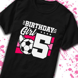 サッカー誕生日5歳ガール第5誕生日 Tシャツ