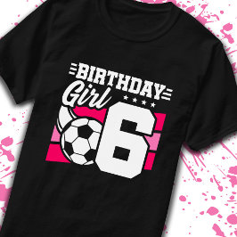サッカー誕生日6歳ガール6誕生日 Tシャツ