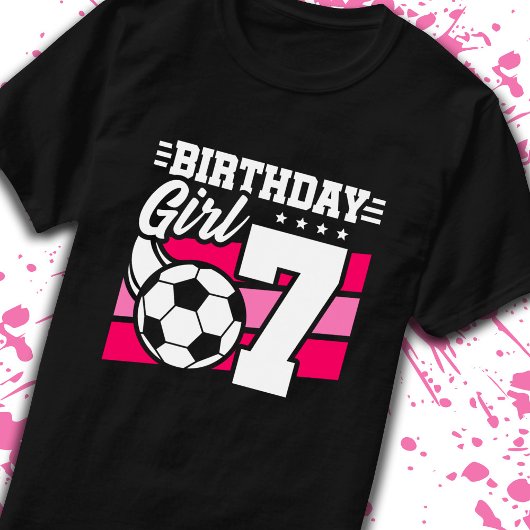 サッカー誕生日7歳ガール7誕生日 Tシャツ