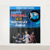 サッカー誕生日、サッカーガールプレイヤーバックドロップ タペストリー (正面)