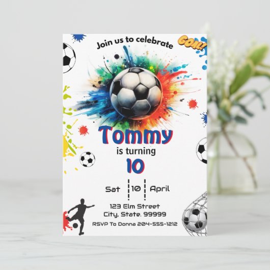 サッカー誕生日 – サッカーゴール誕生日 招待状 (スタンド正面)