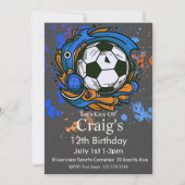 サッカー誕生日、サッカー誕生日、フンボール 招待状 (正面)