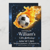 サッカー誕生日、サッカー誕生日、フンボール 招待状 (正面/裏面)