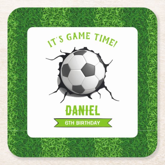 サッカー誕生日 スクエアペーパーコースター (正面)