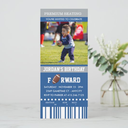 サッカー誕生日 |フォト誕生日招待状 招待状 (スタンド正面)