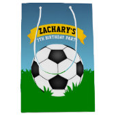 サッカー誕生日 ミディアムペーパーバッグ (正面)