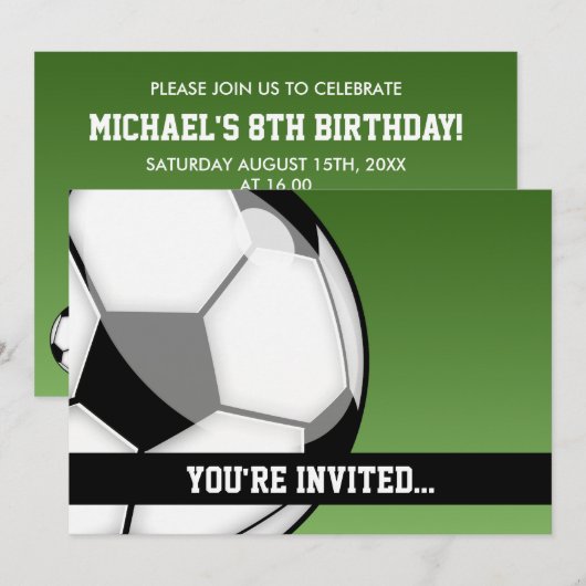 サッカー誕生日 招待状 (正面/裏面)