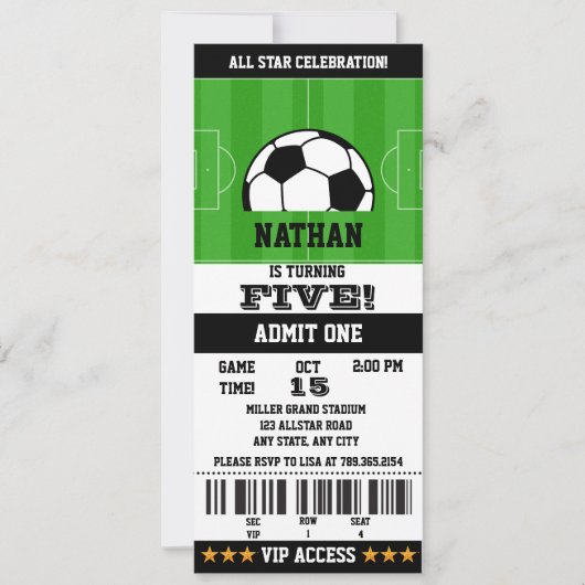 サッカー誕生日 招待状 (正面)
