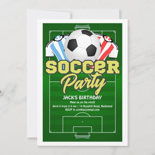 サッカー誕生日 招待状 (正面)