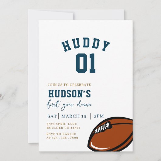 サッカー誕生日、最初の年を下げ、ゲームオン 招待状 (正面)