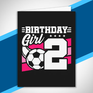 サッカー誕生日- 2歳の女の子 – 2歳の誕生日 カード