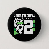 サッカー誕生日- 2歳の女の子 – 2歳の誕生日 缶バッジ (正面)